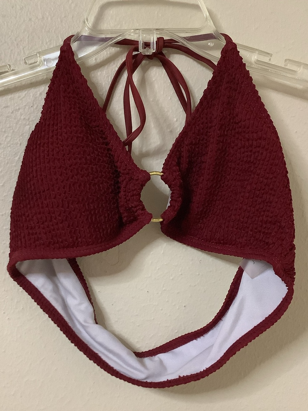 Women's Textured Halter Bikini Top - Burgundy - Picture 4 of 9